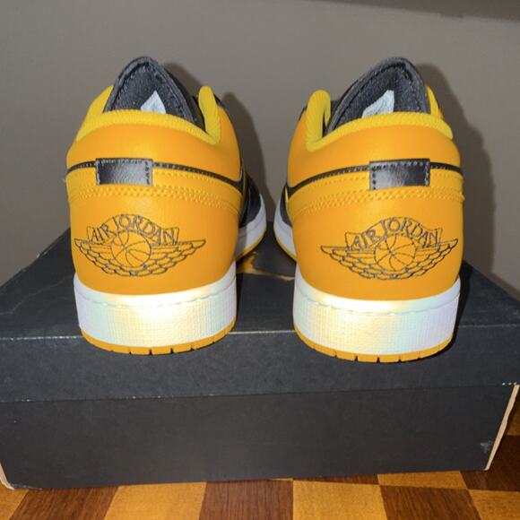Jordan Air Jordan 1 Low Black Yellow Ochre White Leather Sneaker 13M main image 8